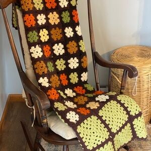 Vintage Handmade Crocheted Granny Square Throw Blanket Cottagecore